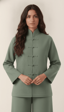 The Ghala Mandarin Collar Cord Detail Co-Ord Set - TAL by The Abaya Lab
