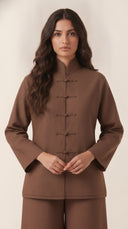 The Ghala Mandarin Collar Cord Detail Co-Ord Set - TAL by The Abaya Lab