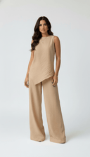 The Haneen Linen - Blend Asymmetric Top & Trouser Set - TAL by The Abaya Lab