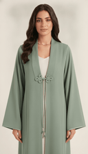 The Hawraa Pleated Collar Detail Abaya with Cord Tie Accent - TAL by The Abaya Lab