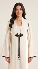 The Hawraa Pleated Collar Detail Abaya with Cord Tie Accent - TAL by The Abaya Lab
