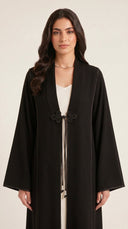 The Hawraa Pleated Collar Detail Abaya with Cord Tie Accent - TAL by The Abaya Lab