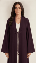 The Hawraa Pleated Collar Detail Abaya with Cord Tie Accent - TAL by The Abaya Lab