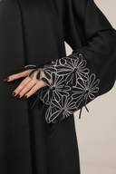 The Hessa Butter Yellow Flower Cuff Abaya - TAL by The Abaya Lab