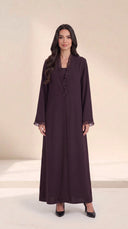 The Kamila Ruffle Trim Abaya with Single-Button Front - TAL by The Abaya Lab