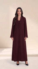 The Kamila Ruffle Trim Abaya with Single-Button Front - TAL by The Abaya Lab
