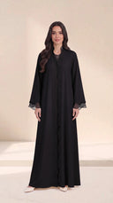 The Khadija Scallop-Trim Abaya with Layered Cuffs - TAL by The Abaya Lab