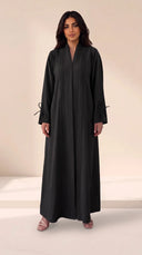 The Lamya Pintuck Front & Tie Cuff Detail Abaya - TAL by The Abaya Lab