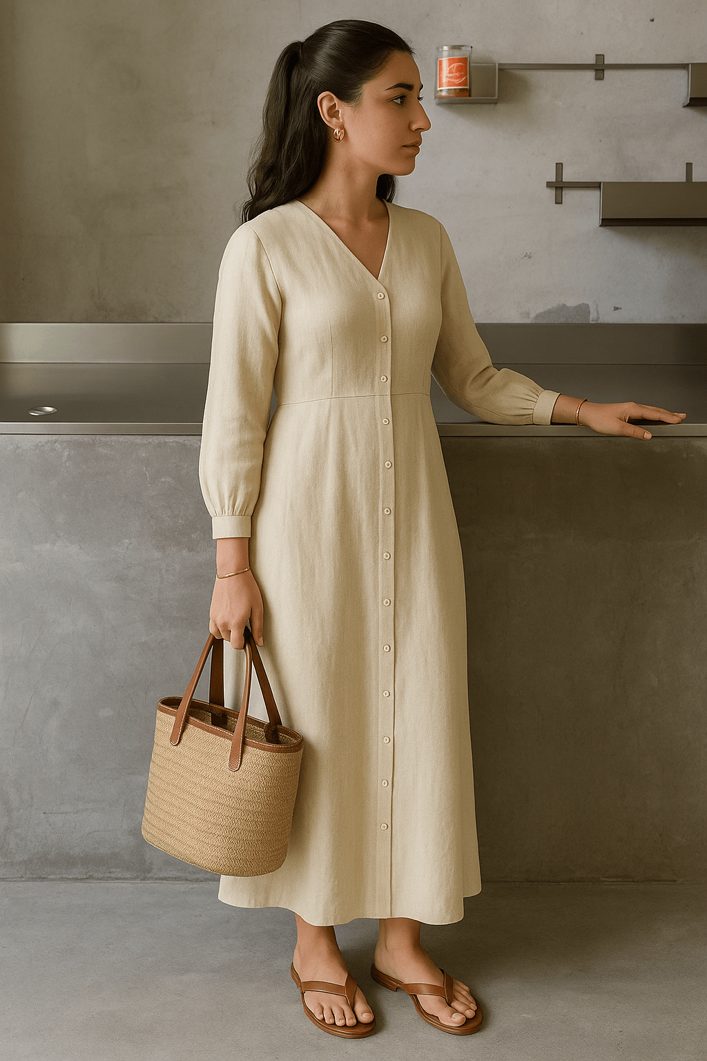 The Lila Dress Oat Linen Modest Dress The Lila Dress Oat Linen Modest Dress