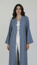 The Lina Minimal Polka Dot Abaya with Scalloped Front - TAL by The Abaya Lab