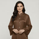 The Mahra Satin Mandarin Neck Abaya - TAL by The Abaya Lab