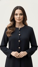 The Mona Heart Button Scallop Detail Abaya - TAL by The Abaya Lab