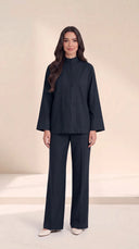 The Nafisa Bib Front Placket Set, in Navy, front view