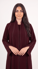 The Najoom Contrast Stitch Open Front Abaya - TAL by The Abaya Lab