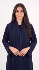The Najoom Contrast Stitch Open Front Abaya - TAL by The Abaya Lab