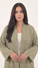 The Nasima Soft Linen Line Open Front Abaya - TAL by The Abaya Lab