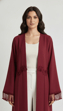 The Noorain Floral Tassel Open Abaya - TAL by The Abaya Lab