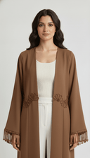 The Noorain Floral Tassel Open Abaya - TAL by The Abaya Lab