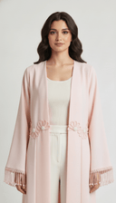 The Noorain Floral Tassel Open Abaya - TAL by The Abaya Lab