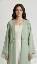 The Noorain Floral Tassel Open Abaya - TAL by The Abaya Lab