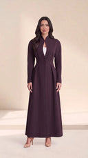 The Raiqa Sculpted Collar Abaya with Covered Buttons - TAL by The Abaya Lab