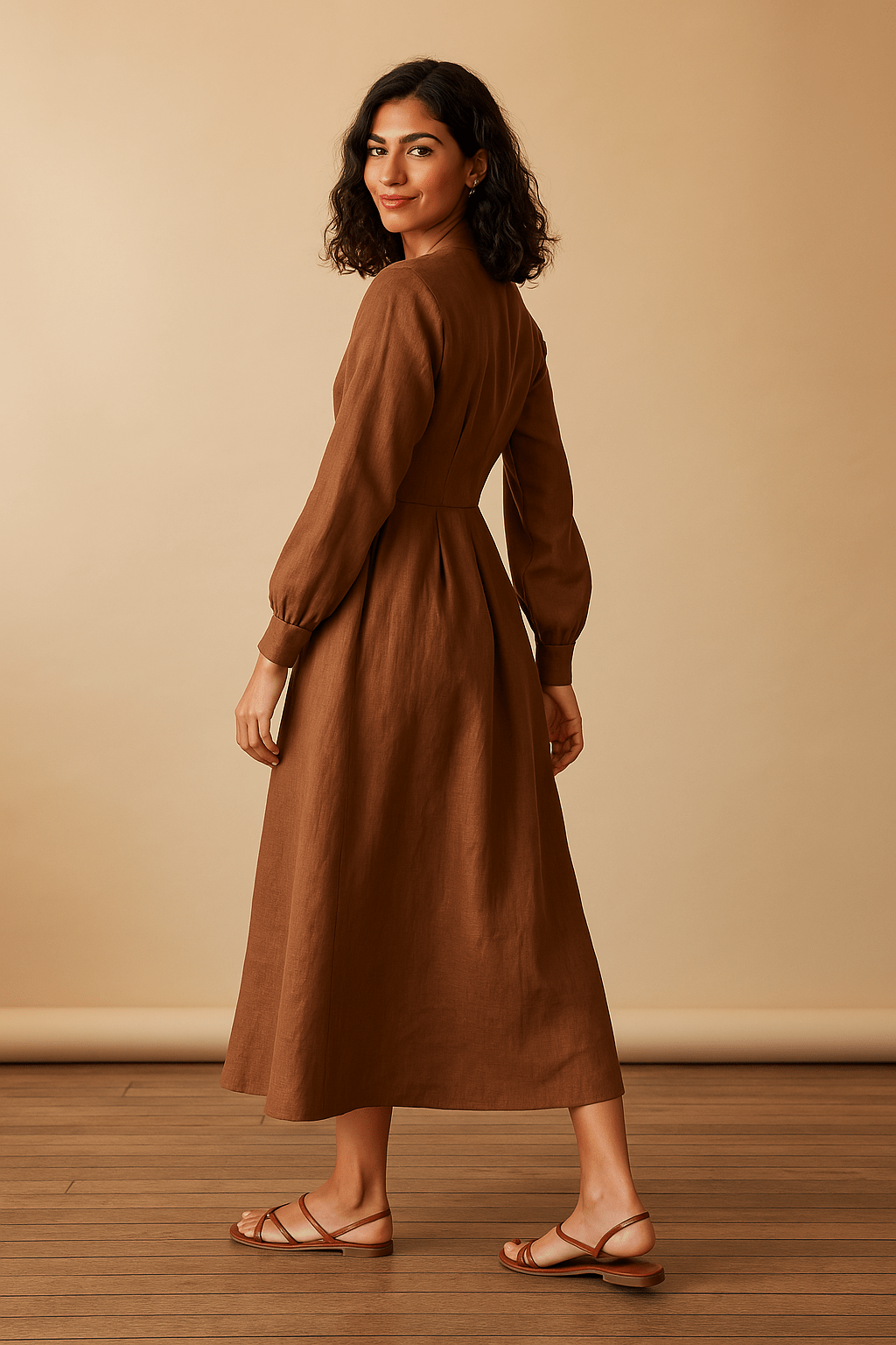 The Rania Pleated Dress – Cocoa Edition - The Abaya Lab