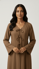 The Rasha Scallop Neckline Front Tie Abaya - TAL by The Abaya Lab