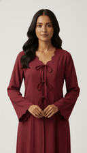 The Rasha Scallop Neckline Front Tie Abaya - TAL by The Abaya Lab