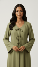 The Rasha Scallop Neckline Front Tie Abaya - TAL by The Abaya Lab