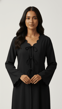 The Rasha Scallop Neckline Front Tie Abaya - TAL by The Abaya Lab
