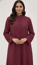 The Rawan Mandarin Collar Scallop Button Abaya - TAL by The Abaya Lab