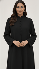 The Rawan Mandarin Collar Scallop Button Abaya - TAL by The Abaya Lab