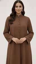 The Rawan Mandarin Collar Scallop Button Abaya - TAL by The Abaya Lab