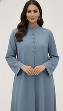 The Rawan Mandarin Collar Scallop Button Abaya - TAL by The Abaya Lab