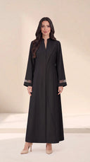The Rayia Sculpted Panel Abaya with Sheer Cuff Detail - TAL by The Abaya Lab