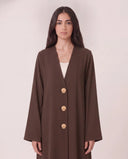 The Rehab Shell Button Open Front Abaya - TAL by The Abaya Lab
