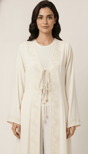 The Renaad Embroidered Tie - Front Open Abaya - TAL by The Abaya Lab