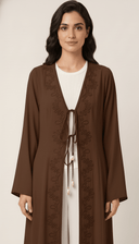 The Renaad Embroidered Tie - Front Open Abaya - TAL by The Abaya Lab