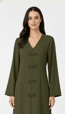 The Roa Bow Inspired Button Detail Front Abaya - TAL by The Abaya Lab