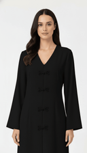 The Roa Bow Inspired Button Detail Front Abaya - TAL by The Abaya Lab