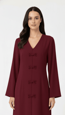 The Roa Bow Inspired Button Detail Front Abaya - TAL by The Abaya Lab