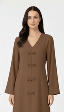 The Roa Bow Inspired Button Detail Front Abaya - TAL by The Abaya Lab