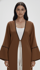 The Rola Contrast Trim Open Abaya - TAL by The Abaya Lab