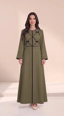 The Sabeera Contrast Piping Abaya with Bow Details - TAL by The Abaya Lab