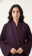 The Saja Contrast Stitch Open Abaya with Shawl Collar - TAL by The Abaya Lab