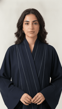 The Saja Contrast Stitch Open Abaya with Shawl Collar - TAL by The Abaya Lab