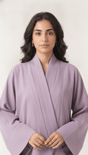 The Saja Contrast Stitch Open Abaya with Shawl Collar - TAL by The Abaya Lab