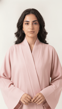 The Saja Contrast Stitch Open Abaya with Shawl Collar - TAL by The Abaya Lab