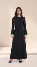 The Salama Side Bow Detail Abaya with Pleated Cuffs - TAL by The Abaya Lab