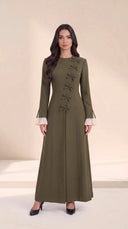 The Salama Side Bow Detail Abaya with Pleated Cuffs - TAL by The Abaya Lab